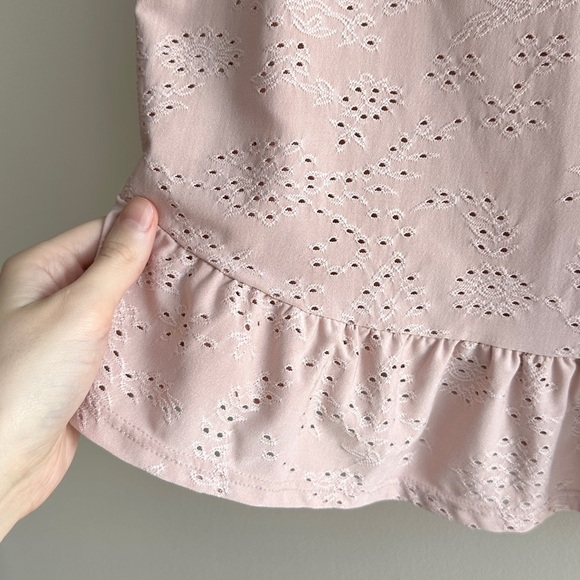 W5 Women's Blush Pink Eyelet Ruffle Short Sleeve Blouse, Size Small - Picture 14 of 16